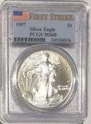 Frosty 1998 PCGS MS 68 First Strike Silver Eagle.