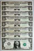 (8) Superb Crisp 2021 $1 Dollar Star Replacement Notes New York Consecutive!