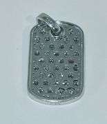 14k White Gold Diamond Studded Dog Tag