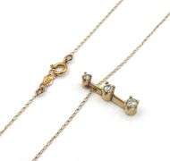 Nice 14K YG 3 Diamond Pendant on a Necklace