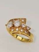 Sparkling 14 K Yellow Gold Plate 2.65 Ctw Lab Simulated Diamond Ring