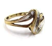 10kt Yellow gold diamond cross over ring