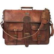 Handmade Full-Grain 18-Inch Leather Messenger Bag