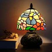 Stained Glass Hummingbird Mushroom Desk Light