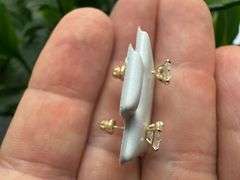 14k Yellow Gold Square 4mm Moissanite Stud Screw Back Earrings