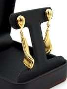 18kt Yellow gold Satin and high polished dangle earrings