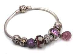 Lot of 3 Pandora charms bracelet in sterling silver