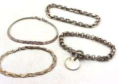 Group lot of 4 vintage 925 sterling silver bracelets