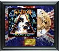 Def Leppard Autographed Facsimile Signed Gold Record Award Display