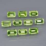 Brilliant 6.35ct 10pc set of matched emerald cut Peridot