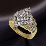 Sparkling 14 Kt Yellow Gold Plated 2.65 Ctw Lab Simulated Diamond Ring