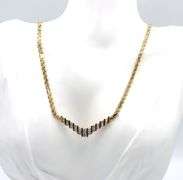 14kt Yellow gold diamond fancy link chevron necklace