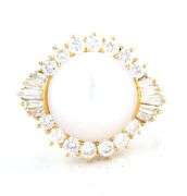 14MM South Sea Pearl and 2.00ctw Diamond Halo Ring in 18k