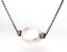 David Yurman Quatrefoil pearl and diamond necklace