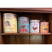 Set of 4 Round Metal Kitchen Canisters with Lids