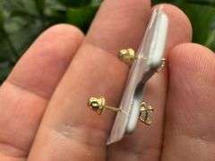 14k Yellow Gold Round 4mm Moissanite Stud Screw Back Earrings