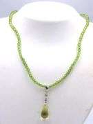 Peridot beaded necklace with white gold clasp