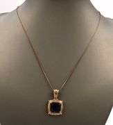 Vintage 925 sterling silver signed blue stone pendant on Italian chain necklace