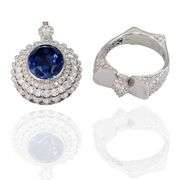 18k (750) White Gold Convertible Ring in Natural Sapphire and Natural Diamond