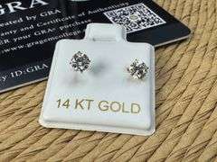 14k Yellow Gold Round 4mm Moissanite Stud Screw Back Earrings