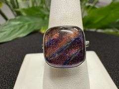 Sterling Silver 925 One of a Kind Dichroic Glass Ring Size 8.5