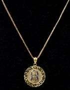 Holy Jesus Pendant in 10K Yellow and White Gold