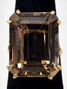 Massive 18K Yellow Gold Smokey Quartz Gemstone Ring