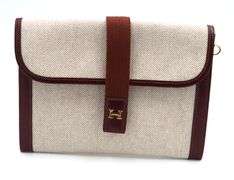 Vintage Hermes Jigepm Canvas Clutch Bag