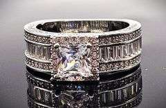 Stunning 14 Kt White Gold Plate 2.15 Ct Princess Cut Simulated Diamond Ring