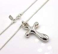 925 Sterling silver RLM signed cross pendant on snake chain necklace