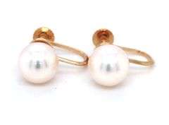 18kt Yellow gold 7-7.5mm pearl clip on earrings