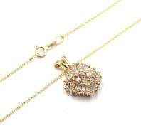 14kt Yellow gold 0.75ctw RBC and baguette cluster diamond pendant on chain