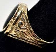 Charming 14K Yellow Gold Black Onyx Gemstone Ring