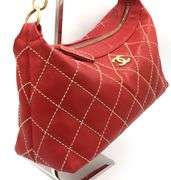 Vintage Chanel Surpqiue Stitch Red Quilted Shoulder Bag