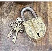 Brass Embossed Padlock with 2 Keys