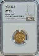 Satiny-fresh Choice BU 1929 $2.50 Indian Gold Piece. NGC MS63