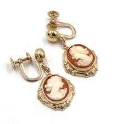10kt Yellow gold cameo dangle earrings