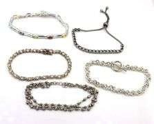 Group lot of 5 vintage 925 sterling silver bracelets