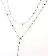 14kt White gold Flower Lariat necklace