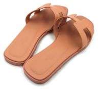 Hermes orange Joey Epsom calfskin oran sandals