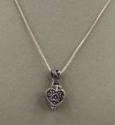 Vintage 925 sterling silver signed heart shaped trinket box pendant on chain