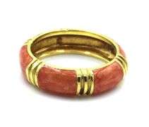 High End 18K YG Band with Pinkish Coral Enamel