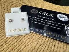 14k Yellow Gold Round 3mm Moissanite Stud Screw Back Earrings