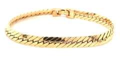 Stylish Italian Made 14K YG Puffed Herringbone Bracelet