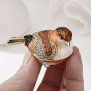 Hand-Painted Goldfinch Trinket Box with Crystals