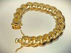Huge 87.6 Gram 14 Kt Gold Plate Curb Link Bracelet
