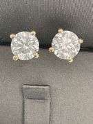 BRAND NEW 4.00 CARATS LAB GROWN DIAMOND STUDS. 14K YELLOW GOLD
