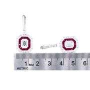 Platinum 950 Dangling Natural Ruby and Diamond Earring