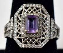 Amethyst and CZ Gemstone Ring in Sterling Silver