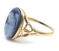 Feminine 14K YG Laser Cut Cameo Angel Ring and Pendant